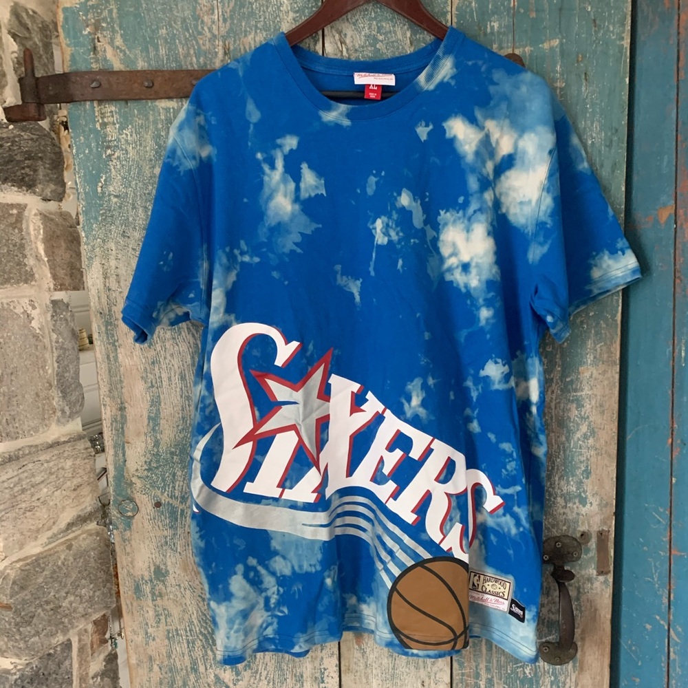 Custom Bleach Vintage Sixers Basketball Tee